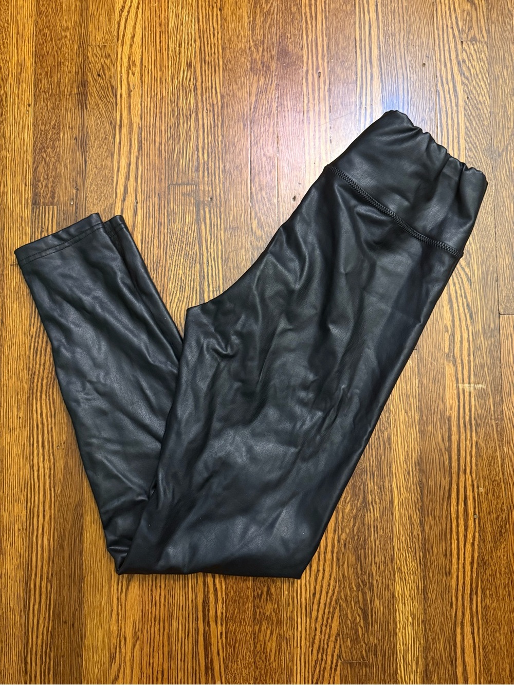 Scoop Black Faux Leather High-Waisted Leggings - Size M (8-10)